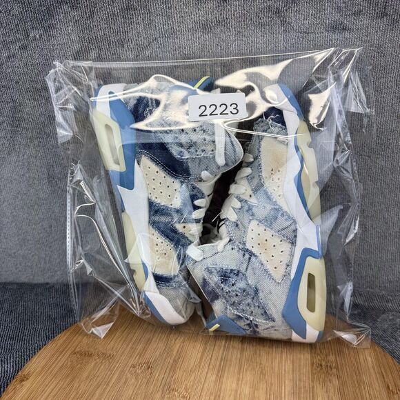 Nike Air Jordan 6 Retro Shoes Youth Size 4Y Washed Denim Patchwork DM9045-100 - Picture 10 of 10